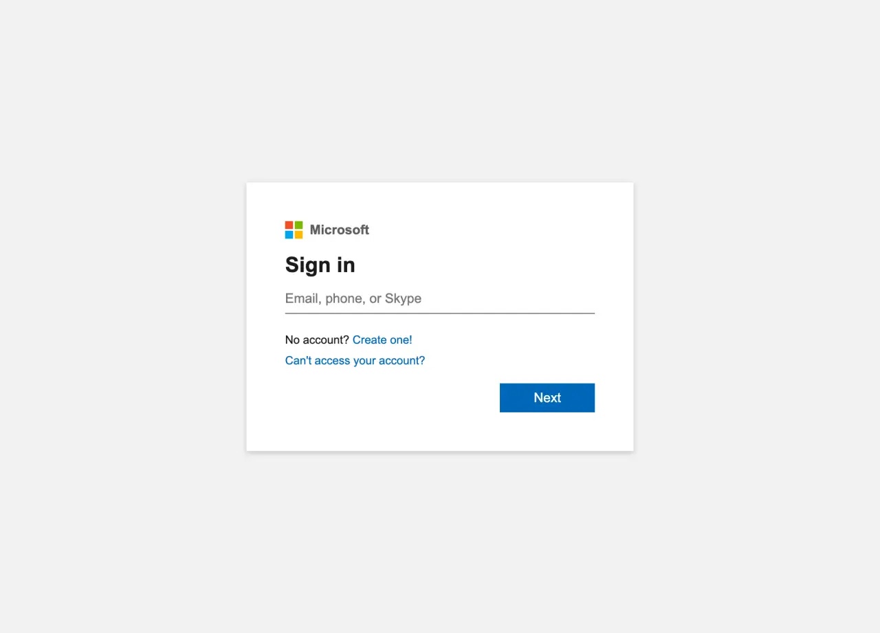 The O-UNC-066 Microsoft sign-in page (Source - Okta)