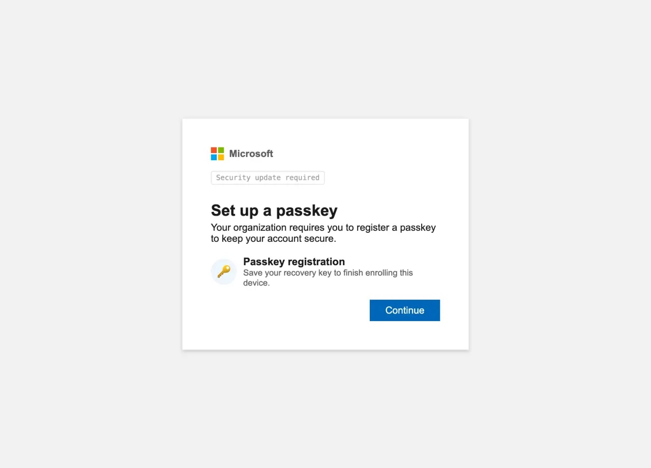 The O-UNC-066 passkey registration page (Source - Okta)