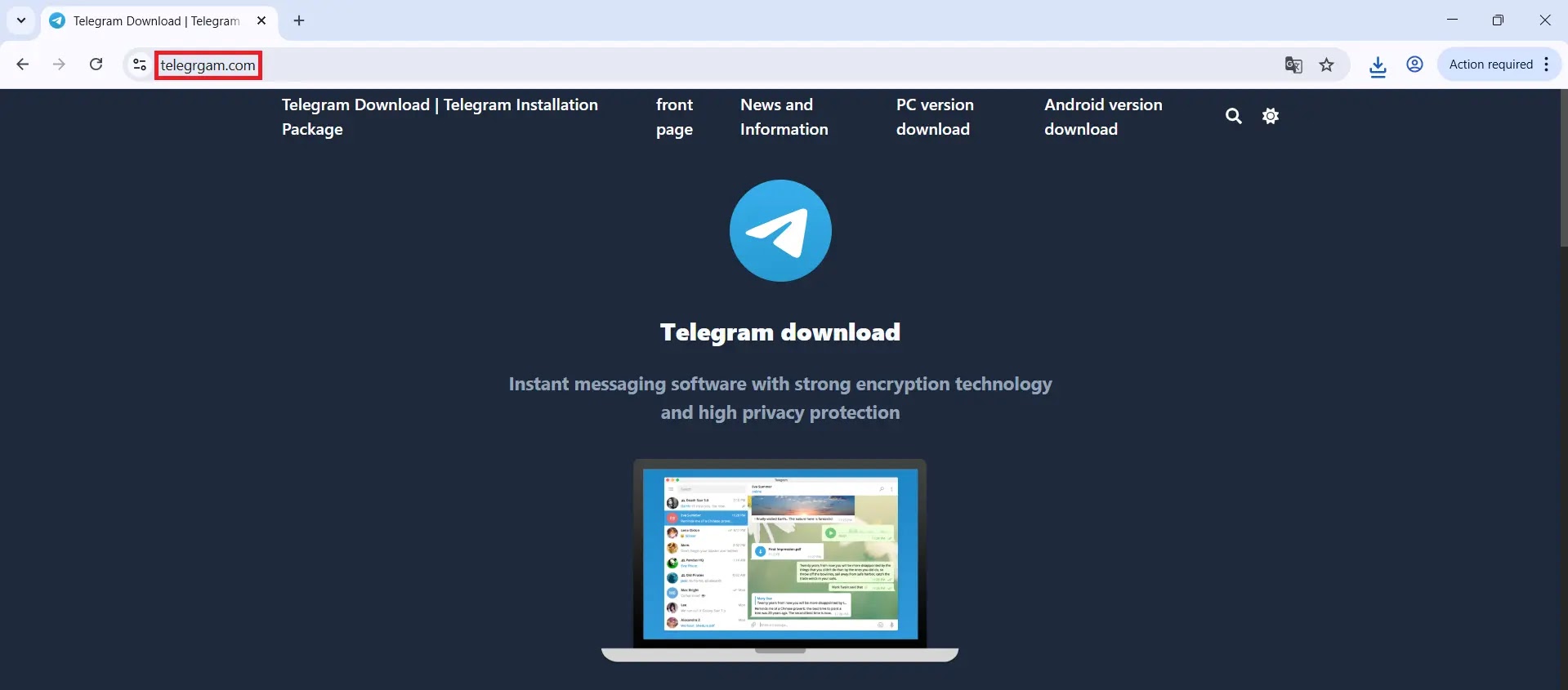 Typosquatted Website (Source - K7 Security Labs)