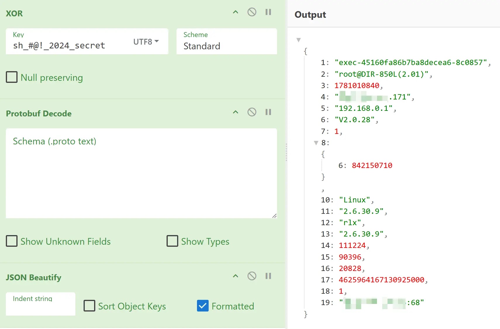 XOR decryption and Protobuf deserialization (Source - Qianxin)